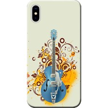 Hesaplı Dünya Apple iPhone X Kılıf Mavi Gitar Baskılı Esnek TPU Silikon