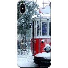 Hesaplı Dünya Apple iPhone X Kılıf İstiklal Tramvay Kar Baskılı Esnek TPU Silikon