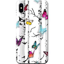 Hesaplı Dünya Apple iPhone X Kılıf Kelebekler Baskılı Esnek TPU Silikon