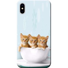 Hesaplı Dünya Apple iPhone XS Kılıf Sevimli Yavru Kediler Baskılı Esnek TPU Silikon