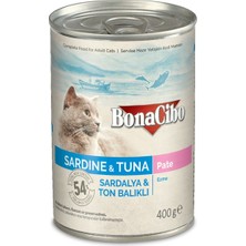 BonaCibo Ezme Sardalya ve Ton Balıklı Yaş Kedi Maması 400 gr x 6' lı