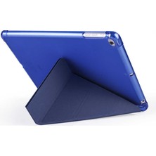 Fibaks Apple iPad 7. 8. ve 9. Nesil 10.2" Kılıf Kalem Bölmeli Tri Folding Smart Standlı Pu Deri Arkası Yumuşak Silikon 360 Tam Koruma Kapak