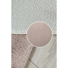 Sarar Pudra Pembe Peluş Post Çift Kafa Yıkanabilir Kaymaz Taban Tavşan Tüyü Halı Yolluk