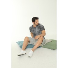 Birşen Tekstil Erkek Batik Desenli Çok Renkli Kapüşonlu Şortlu Pijama Takımı