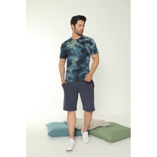 Birşen Tekstil Erkek Batik Desenli Çok Renkli Şortlu Pijama Takımı