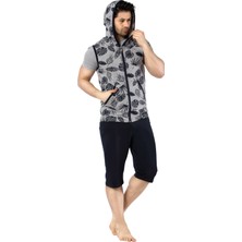 Birşen Tekstil  Yazlık Erkek 3'lü Kapri Pijama Takımı