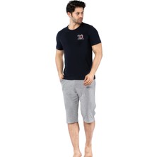 Birşen Tekstil  Yazlık Erkek 3'lü Kapri Pijama Takımı