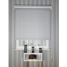 Serin Home Collection Açık Gri Yeni Sezon Çiftli Mekanizma Stor Tül ve Güneşlik