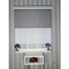 Serin Home Collection Koyu Gri Yeni Sezon Çiftli Mekanizma Stor Tül ve Güneşlik