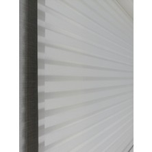Serin Home Collection Beyaz Kalın Çizgili Yeni Sezon Çiftli Mekanizma Stor Tül ve Güneşlik