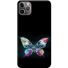 Hesaplı Dünya Apple iPhone 11 Pro Kılıf Siyah Fon Kelebek Baskılı Esnek TPU Silikon