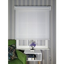 Serin Home Collection Beyaz Ince Desen Yeni Sezon Çiftli Mekanizma Stor Tül ve Güneşlik