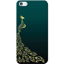 Hesaplı Dünya Apple iPhone 5/5S Kılıf Vektörel Tavuskuşu Baskılı Esnek TPU Silikon