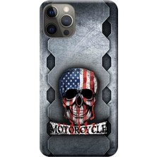 Hesaplı Dünya Apple iPhone 12 Pro Kılıf Skull Motorcycle Baskılı Esnek TPU Silikon