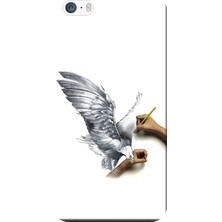 Hesaplı Dünya Apple iPhone 5/5S Kılıf Kartal Karakalem Baskılı Esnek TPU Silikon