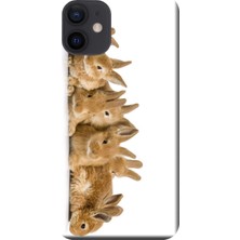 Hesaplı Dünya Apple iPhone 12 Mini Kılıf Tavşanlar Baskılı Esnek TPU Silikon
