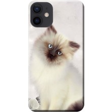 Hesaplı Dünya Apple iPhone 12 Mini Kılıf Kedi Baskılı Esnek TPU Silikon