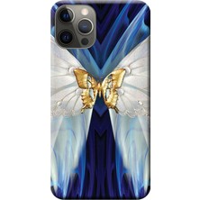 Hesaplı Dünya Apple iPhone 12 Pro Kılıf Kelebek Resim Baskılı Esnek TPU Silikon
