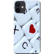 Hesaplı Dünya Apple iPhone 12 Kılıf Love Klavye Buton Baskılı Esnek TPU Silikon