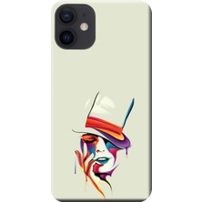 Hesaplı Dünya Apple iPhone 12 Mini Kılıf Kadın Yüzü Renkli Baskılı Esnek TPU Silikon
