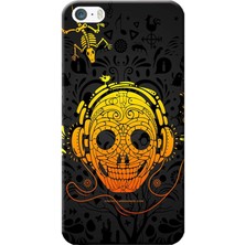 Hesaplı Dünya Apple iPhone 5/5S Kılıf Müzik Kulaklık Kuru Kafa Baskılı Esnek TPU Silikon