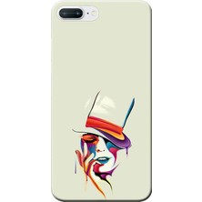 Hesaplı Dünya Apple iPhone 8 Plus Kılıf Kadın Yüzü Renkli Baskılı Esnek TPU Silikon