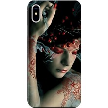 Hesaplı Dünya Apple iPhone XS Max Kılıf Dövmeli Kız Baskılı Esnek TPU Silikon