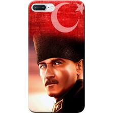 Hesaplı Dünya Apple iPhone 8 Plus Kılıf Atatürk Baskılı Esnek TPU Silikon