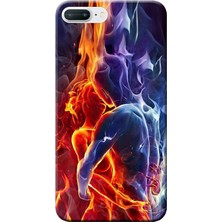 Hesaplı Dünya Apple iPhone 8 Plus Kılıf Alevli Aşk Sarılma Baskılı Esnek TPU Silikon