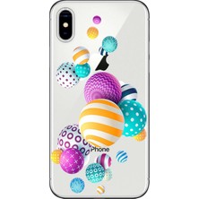 Hesaplı Dünya Apple iPhone XS Max Kılıf Renkli Toplar Baskılı Esnek TPU Silikon