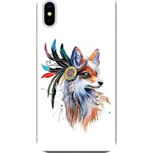 Hesaplı Dünya Apple iPhone XS Kılıf Süslü Tilki Ruhu Baskılı Esnek TPU Silikon
