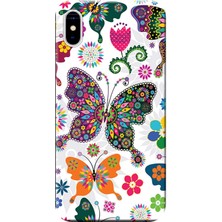 Hesaplı Dünya Apple iPhone XS Max Kılıf Renkli Kelebekler Baskılı Esnek TPU Silikon