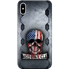 Hesaplı Dünya iPhone Xs Max Kılıf Skull Motorcycle Baskılı Esnek Tpu SILIKON6105