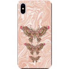 Hesaplı Dünya Apple iPhone XS Max Kılıf Kelebekli Ebru Baskılı Esnek TPU Silikon