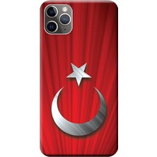 Hesaplı Dünya Apple iPhone 11 Pro Max Kılıf Türk Bayrağı Tasarım Baskılı Esnek TPU Silikon