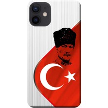 Hesaplı Dünya Apple iPhone 12 Kılıf Atatürk Bayrak Baskılı Esnek TPU Silikon