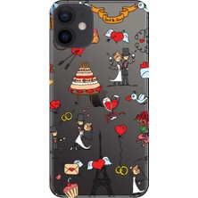 Hesaplı Dünya Apple iPhone 12 Mini Kılıf Düğün Vektor Baskılı Esnek TPU Silikon