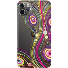 Hesaplı Dünya Apple iPhone 11 Pro Kılıf Renkli Çizgi Baskılı Esnek TPU Silikon