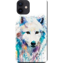 Hesaplı Dünya iPhone 12 Mini Kılıf Sulu Boya Kurt Baskılı Esnek Tpu SILIKON1410