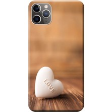 Hesaplı Dünya Apple iPhone 11 Pro Max Kılıf Beyaz Kalp Baskılı Esnek TPU Silikon