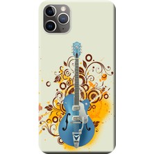 Hesaplı Dünya Apple iPhone 11 Pro Max Kılıf Mavi Gitar Baskılı Esnek TPU Silikon
