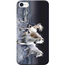 Hesaplı Dünya Apple iPhone 6/6S Kılıf Beyaz Atlar Baskılı Esnek TPU Silikon