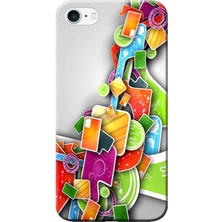 Hesaplı Dünya Apple iPhone 8 Kılıf Renkli Şekiller Baskılı Esnek TPU Silikon