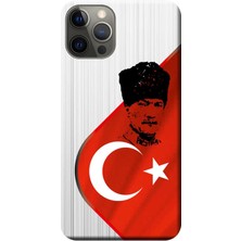 Hesaplı Dünya Apple iPhone 12 Pro Kılıf Atatürk Bayrak Baskılı Esnek TPU Silikon