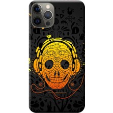 Hesaplı Dünya Apple iPhone 12 Pro Kılıf Müzik Kulaklık Kuru Kafa Baskılı Esnek TPU Silikon
