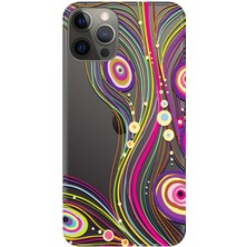 Hesaplı Dünya Apple iPhone 12 Pro Kılıf Renkli Çizgi Baskılı Esnek TPU Silikon
