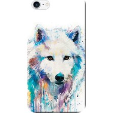 Hesaplı Dünya Apple iPhone 6 Plus Kılıf Sulu Boya Kurt Baskılı Esnek TPU Silikon