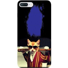 Hesaplı Dünya Apple iPhone 8 Plus Kılıf Gangster Kedi Baskılı Esnek TPU Silikon