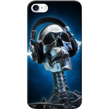 Hesaplı Dünya Apple iPhone 6/6S Kılıf Kulaklık Müzik Metal İskelet Baskılı Esnek TPU Silikon