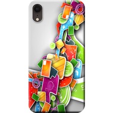 Hesaplı Dünya Apple iPhone XR Kılıf Renkli Şekiller Baskılı Esnek TPU Silikon